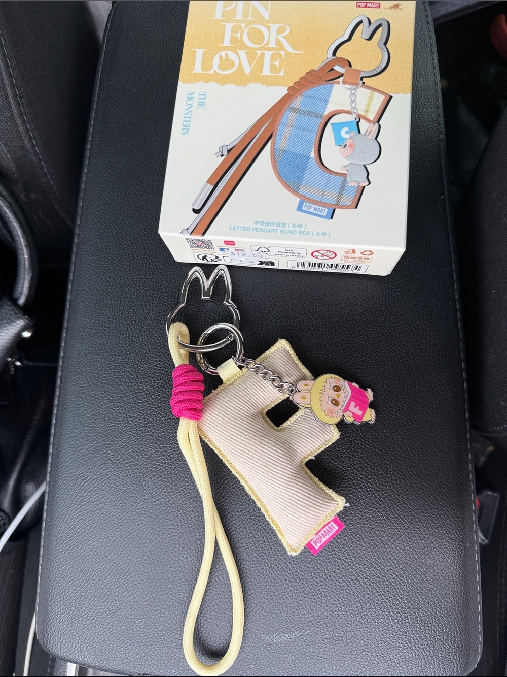 POP MART Labubu Pin For Love Letter F Keychain Wristlet